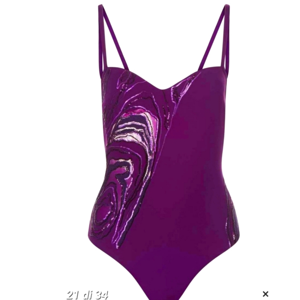 La Perla Mare violet bejeweled swimware/ costume